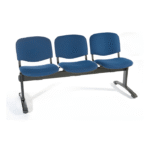 Banquette 3 Places – Tissu Bleu & Structure Métallique Noire