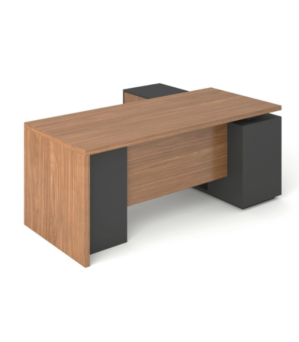 Bureau direction bois clair & noir – design monobloc