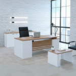 Bureau direction bois & blanc – avec mobilier assorti et vue panoramique