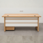 Bureau CleanDesk Pro – Bois clair et blanc