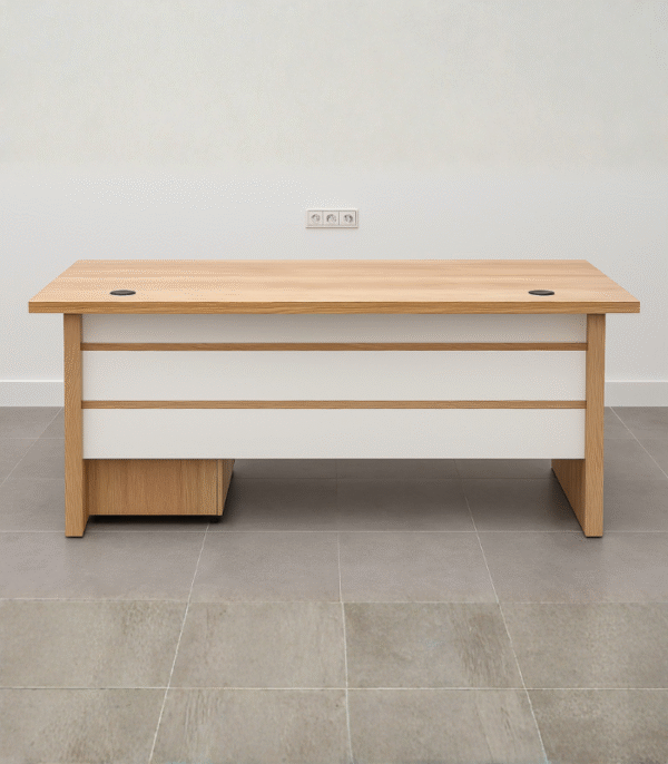 Bureau CleanDesk Pro – Bois clair et blanc