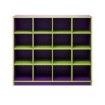 Meuble de Rangement 16 Cases – Violet et Vert pour École ou Crèche