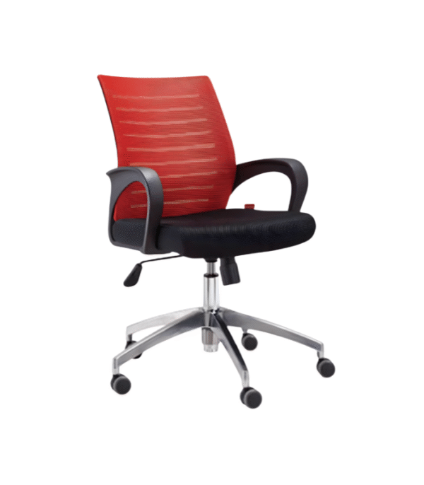 Chaise de bureau ergonomique avec dossier en maille rouge