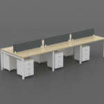 Bureau Partagé 4 Postes – Fonctionnel, Élégant et Bien Rangé