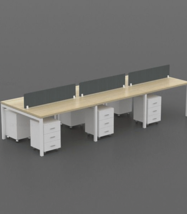 Bureau Partagé 4 Postes – Fonctionnel, Élégant et Bien Rangé