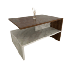 Table basse bois & marbre – Design contrasté pour intérieur contemporain