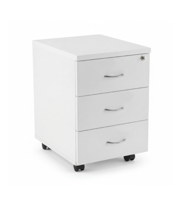 Caisson mobile blanc 3 tiroirs – Rangement sécurisé et design épuré