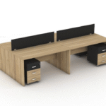 Bureau Double avec Cloisons Noires – Élégance, Rangement et Productivité