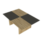 Table basse rectangulaire bois & panneaux noirs – Design ajouré