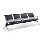 Banquette Métallique 4 Places – Bicolore Noir & Argent, Design Public Premium