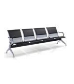 Banquette Métallique 4 Places – Bicolore Noir & Argent, Design Public Premium – Image 2