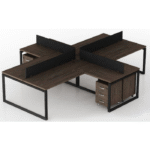 Bureau en Croix 4 Postes – Design Industriel & Espace Structuré