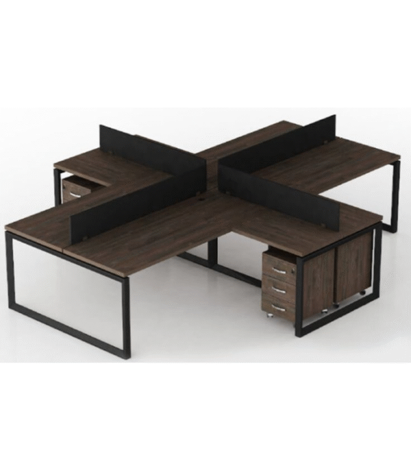 Bureau en Croix 4 Postes – Design Industriel & Espace Structuré