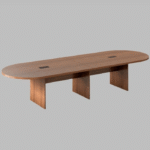 Table de réunion ovale en bois – Élégance connectée pour bureaux modernes