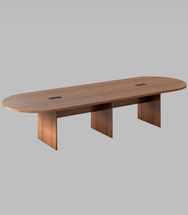 Table de réunion ovale en bois – Élégance connectée pour bureaux modernes
