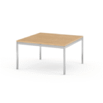 Table carrée bois clair & pieds métal – Minimalisme robuste pour espaces professionnels