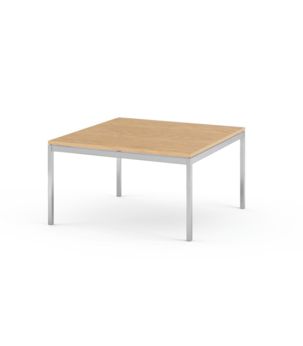 Table carrée bois clair & pieds métal – Minimalisme robuste pour espaces professionnels