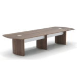 Table de réunion rectangulaire bois & blanc – Design professionnel et connectivité intégrée
