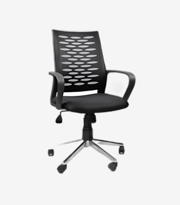 Fauteuil de bureau ergonomique à dossier ajouré – design graphique et confort réglable