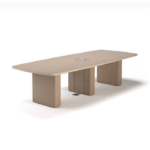 Table de réunion rectangulaire bois clair – Connectivité et design épuré
