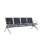Banquette 4 Places – Simili Cuir Noir & Structure Chromée Premium – Image 2