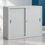 Armoire basse métallique avec 2 portes coulissantes