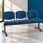 Banquette 3 Places – Tissu Bleu & Structure Métallique Noire