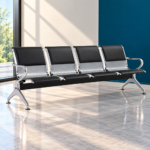 Banquette Métallique 4 Places – Bicolore Noir & Argent, Design Public Premium