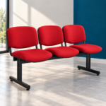 Banquette 3 Places – Coussin Rouge & Structure Métallique Noire