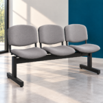 Banquette 3 Places – Tissu Gris & Structure Métallique Noire