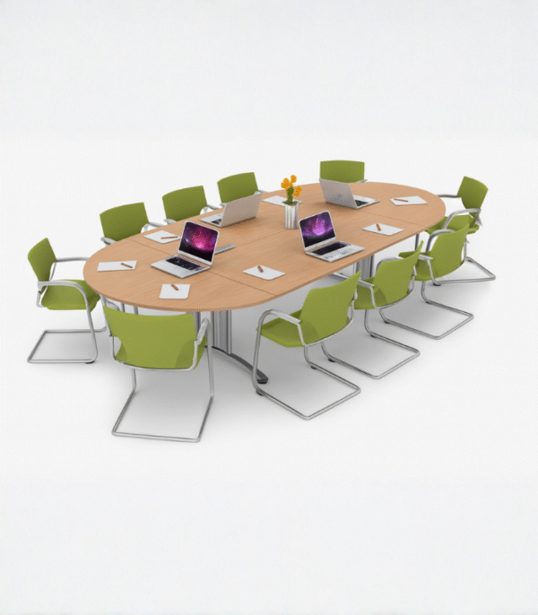 Salle de réunion ovale – 10 places semi métallique