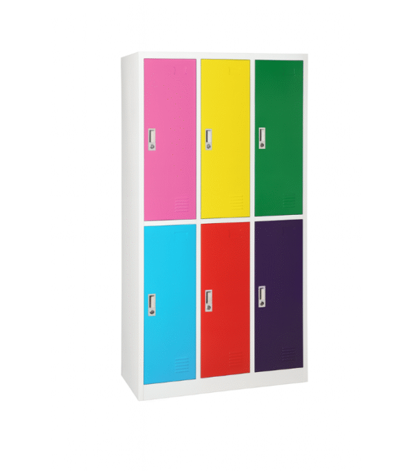 Vestiaire Métallique Multicolore 6 Portes – Sécurité et Style pour Tous Vos Espaces
