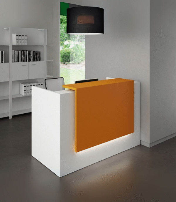 Comptoir d’accueil blanc & orange