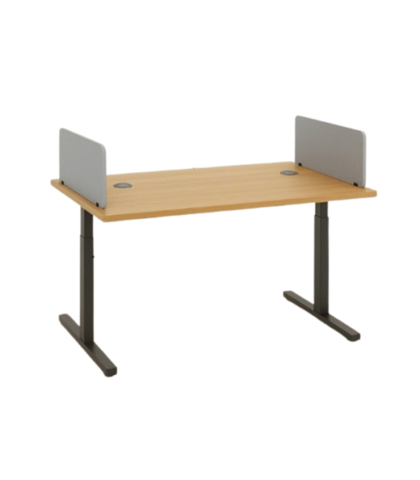 Bureau réglable avec passe-câbles et panneaux – ergonomie et organisation