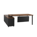 Bureau d’angle avec panneau de discrétion – design structuré et espace optimisé