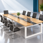 Table de réunion bois clair & blanc