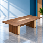 Table de réunion moderne en bois naturel
