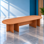 Table de réunion ovale bois naturel – Confort et style pour vos réunions d’équipe