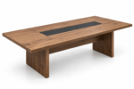 Table de réunion bois foncé & insert noir – Image 2