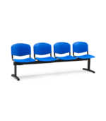 Banquette 3 Places – Sièges Plastique Bleu & Structure Métallique Noire – Image 2
