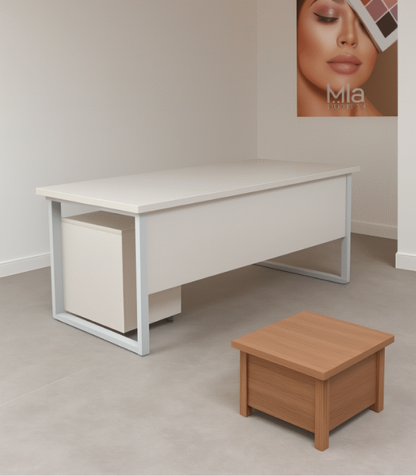 Bureau Blanc MinimalistPro – Design Épuré pour Studio, Bureau ou Espace Beauté