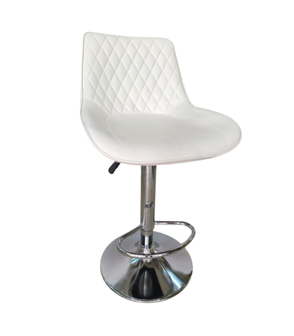 Tabouret de bar moderne en simili cuir blanc – Confort réglable et design élégant