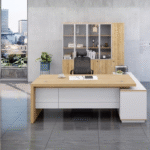 Bureau d’angle design bois clair – Élégance et fonctionnalité réunies