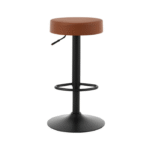 Tabouret haut rond en simili cuir – Assise minimaliste avec pied métal réglable