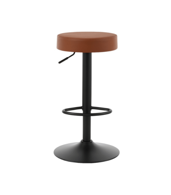 Tabouret haut rond en simili cuir – Assise minimaliste avec pied métal réglable