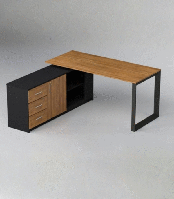 Bureau professionnel en L avec rangement intégré – Design fonctionnel et contemporain