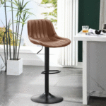 Tabouret haut en simili cuir – Design moderne avec pied métal et assise capitonnée