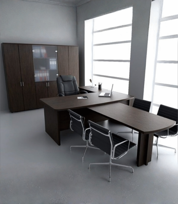 Bureau direction en L – Puissance et sobriété pour un espace exécutif affirmé