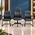 Ensemble de 3 chaises de bureau assorties – fauteuil direction + 2 chaises visiteur design noir