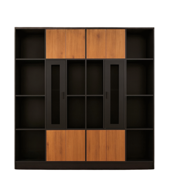 Bibliothèque Modulaire Contrastée – Bois & Noir